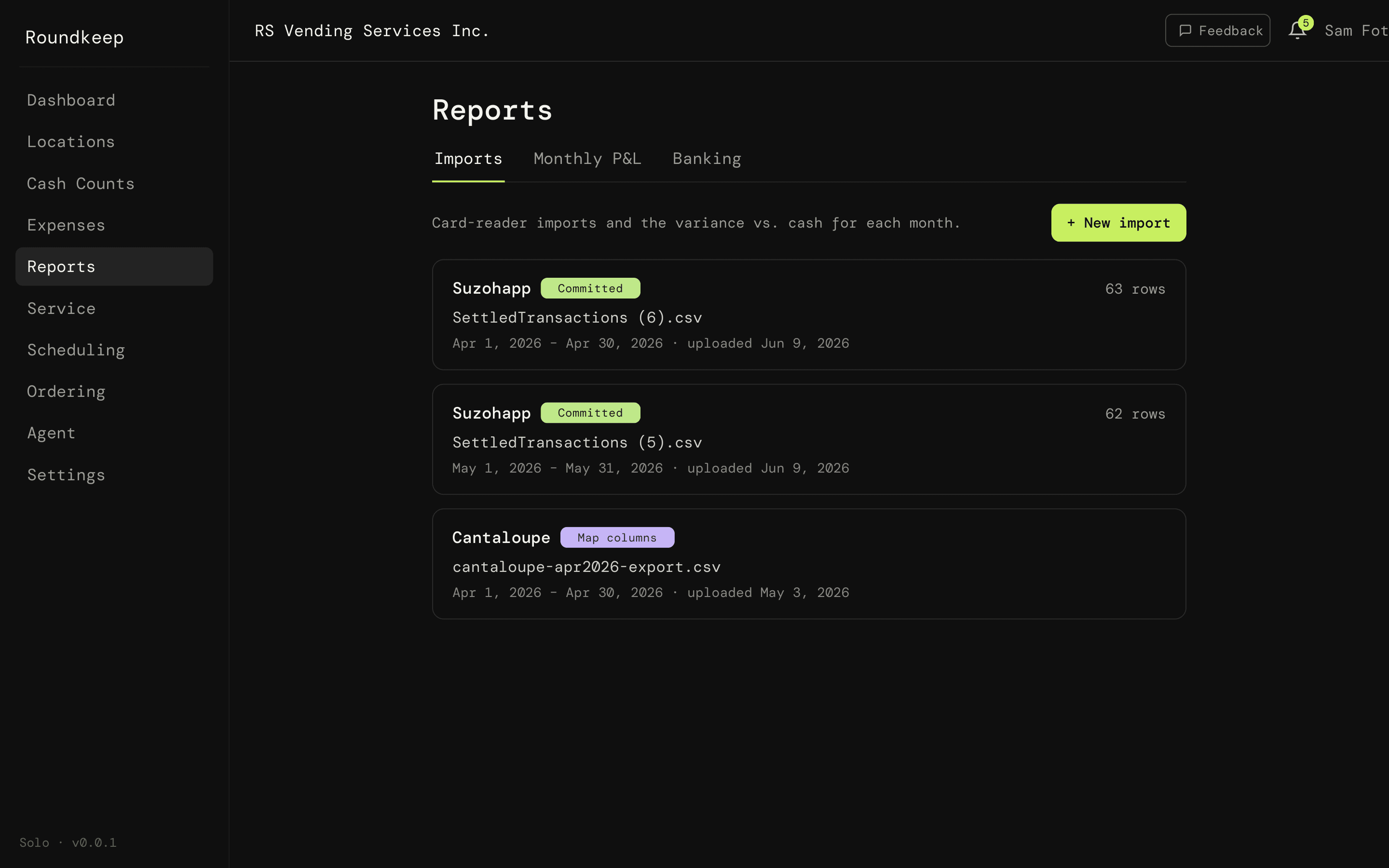Card-reader reconciliation in Roundkeep